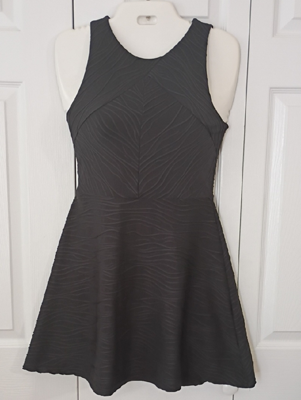 Xhilaration Black Textured Fit-and-Flare Mini Dress